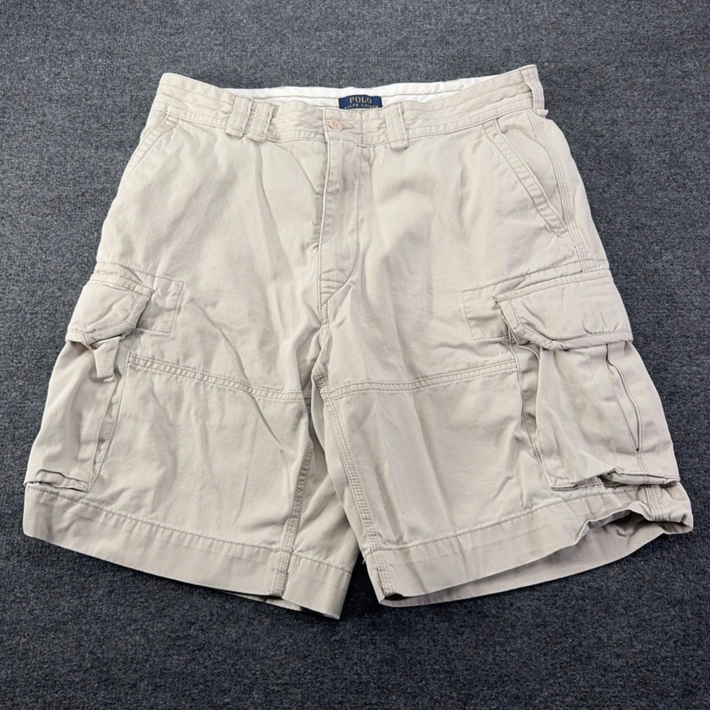 Polo Ralph Lauren Mens 36 Classic Polo Chino Cargo Shorts Khaki Tan Cotton Twill